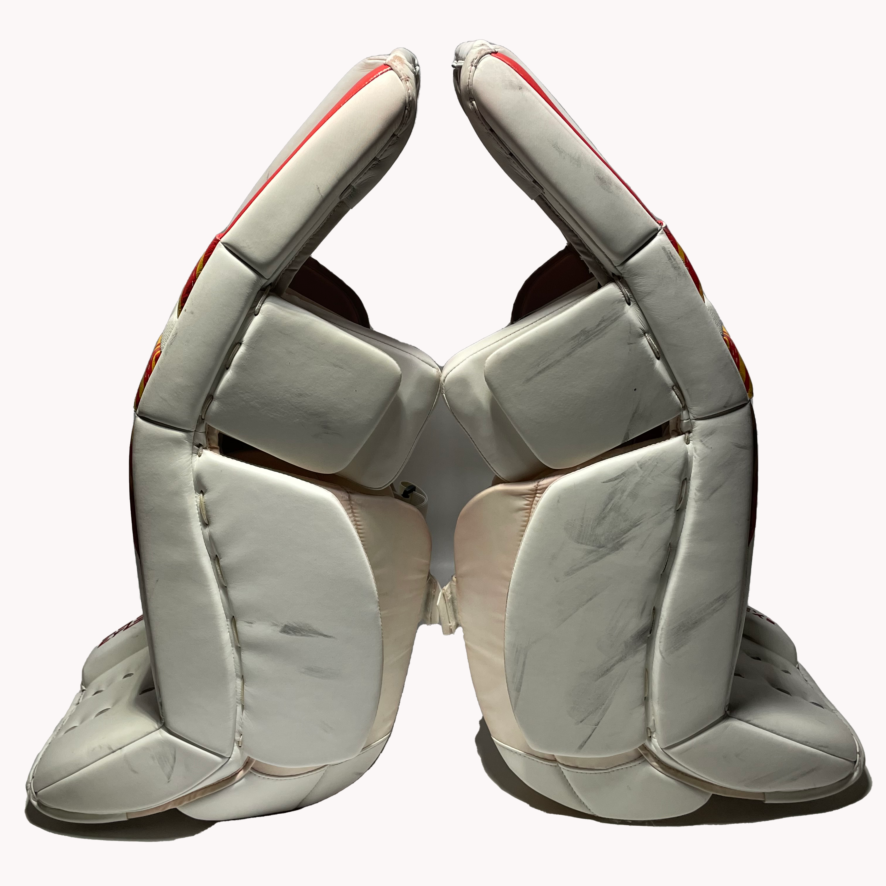 CCM Extreme Flex 5 - Ensemble de gardien de but Pro Stock d'occasion (blanc/rouge/jaune)
